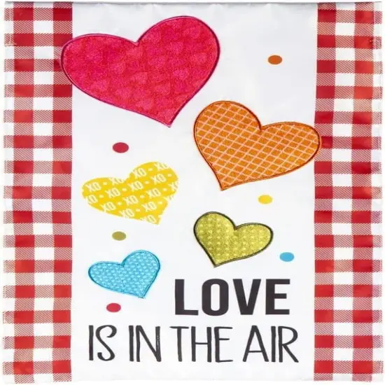 Love Is In The Air Valentine Garden Flag 2 Sided Applique {1}