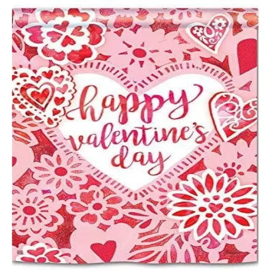 Happy Valentine Day Lace Flag Vertical House Banner {1}