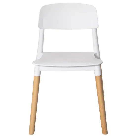 Modern Plastic Dining Chair Open Back with Beech Wood Legs Single White {5}