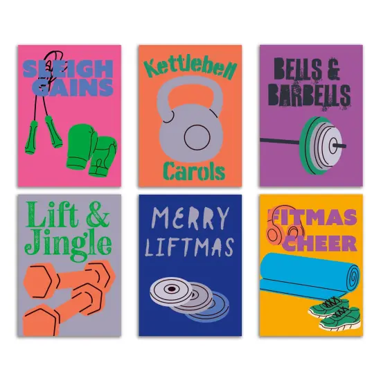 CrossFit Christmas Greeting Cards Boxed Set of 24 Holiday Notecards Featuring Gym and Workout-Inspired Designs, Perfect for Fitness Enthusiasts, CrossFitters, and Gym Lovers {1}