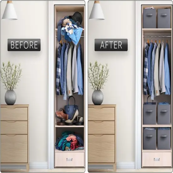 Sorbus Foldable Storage Cube - 11 Inch Closet Organizer and Storage Basket with Handles 1 Pc Grey {6}