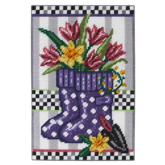 HerrschnersPlanting Season Porch Flag Plastic Canvas Kit Multi {1}