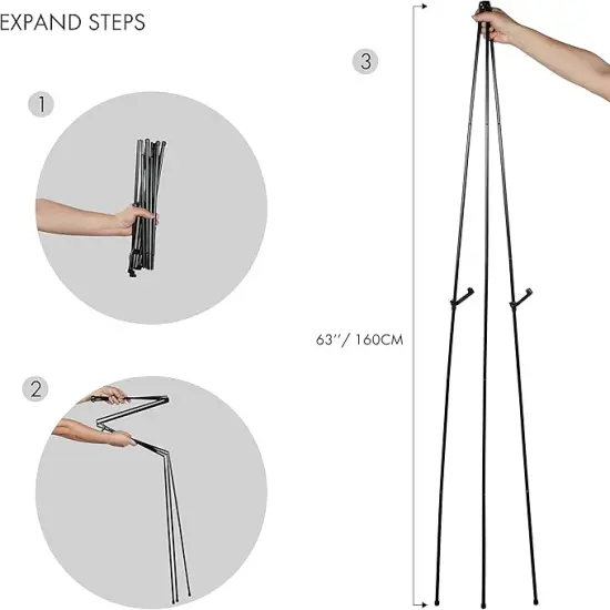ARTIFY 63" Instant Display Sign Easel Stand, Tripod for Wedding Sign, Posters, Paintings,Canvas and Poster Board, Portable Display Stand for Home School Supplies、Shop and Various Ceremonies, 2 Pack {4}