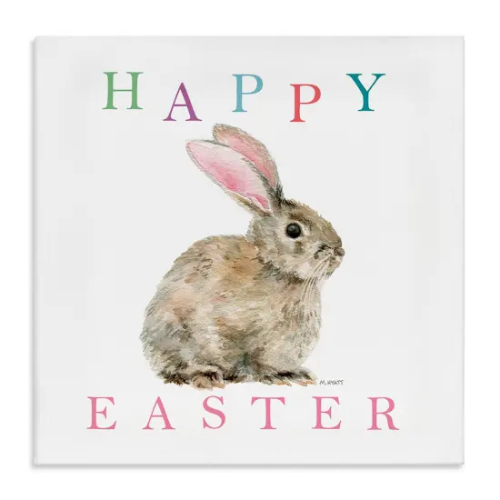 Stupell Industries Happy Easter Bunny Rabbit Canvas Wall Art {1}