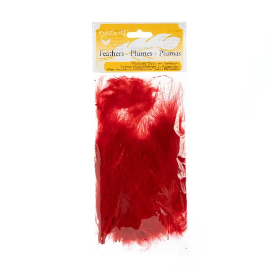 John Bead 4-6in Marabou Feathers (3 Headers, 18g) Red {4}