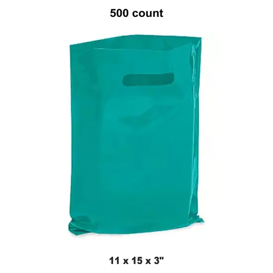 Custom Die Cut Handle Bags for 11 x 15 x 3" for Teal {1}