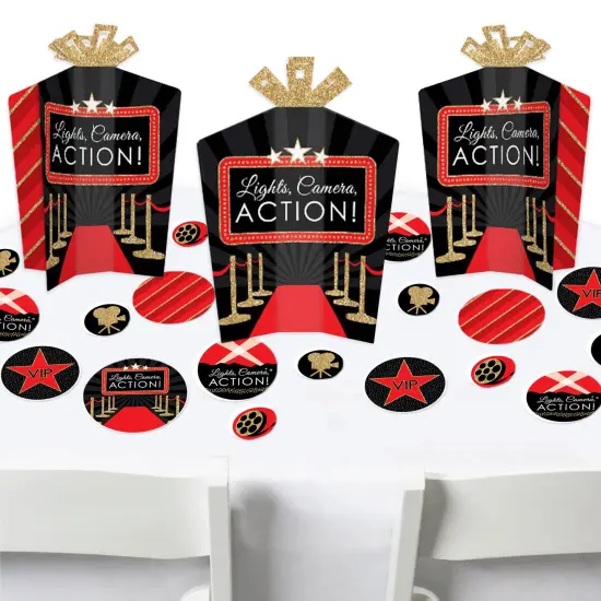 Big Dot of Happiness Red Carpet - Movie Night Party Decor and Confetti - Terrific Table Centerpiece Kit - Set of 30 {1}