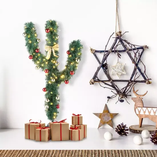 Kitcheniva 5 Ft Pre-Lit Cactus Artificial Christmas Tree Decor With LED Light {6}