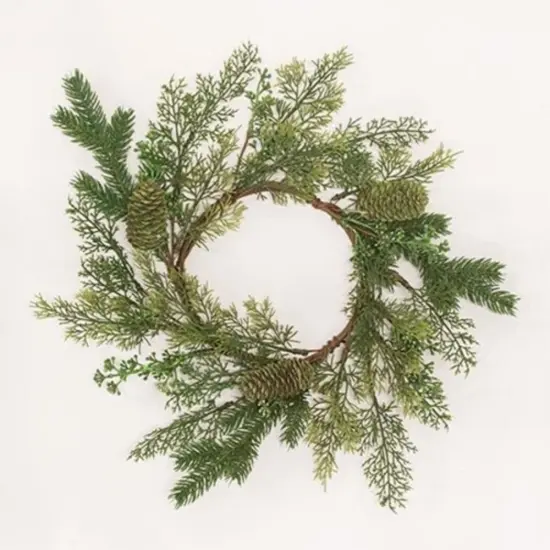Mossy Glen Pine & Cedar Candle Ring 6.5" {1}