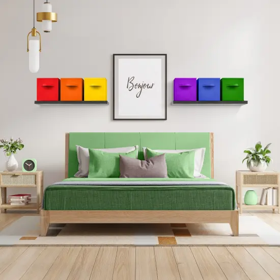 Sorbus 12 Pack Storage Bins - 11" Sturdy Collapsible Fabric Storage Cubes with Handle Deep rainbow {3}