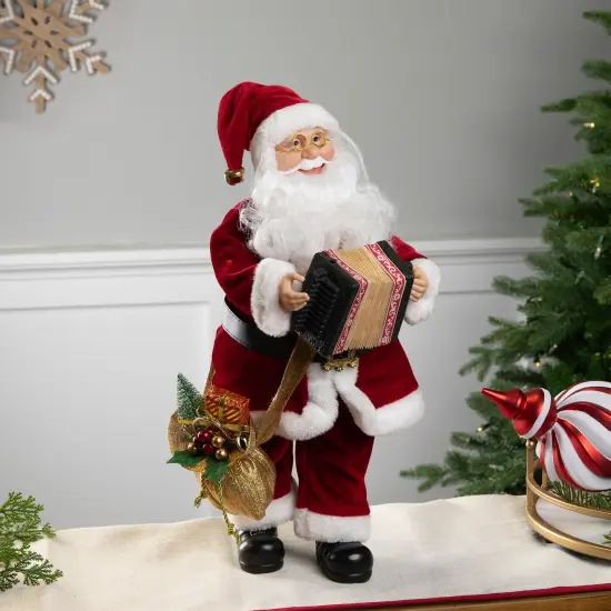 Northlight Animated and Musical Accordion Playing Santa Claus Christmas Figure - 18" Red {1}