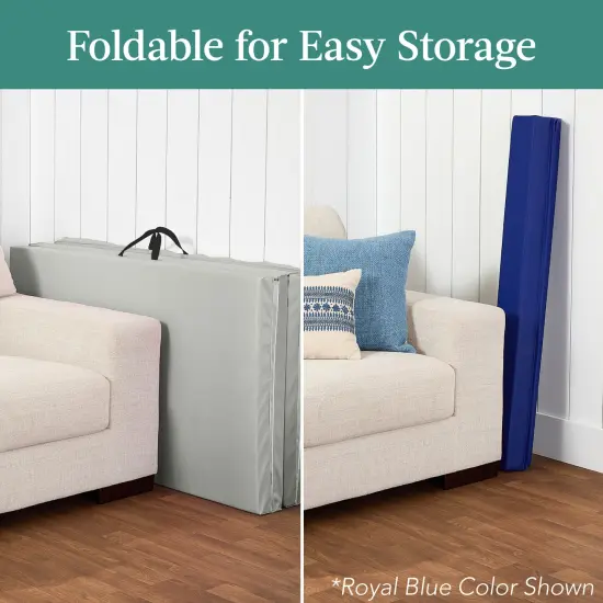 Best Choice Products 10ftx4ftx2in Folding Gym Mat 4-Panel w/ Carrying Handles & Folding Balance Beam Gray w/Beam {4}