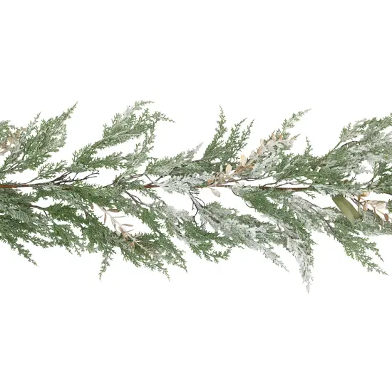 Northlight Real Touch&trade; Flocked Cedar Pine Artificial Christmas Garland - 10' - Unlit Green {5}