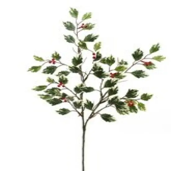 Set of 12: Mini Green & White Holly Spray with Lifelike Red Berries | 17" Long | Festive Accents | Christmas Sprays | Home & Office Decor - 2024 Christmas Collection, Floral Home by Artificial Flowers {3}