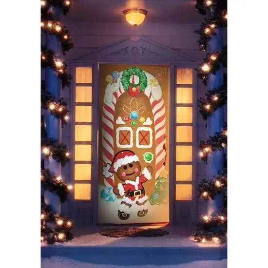 Kitcheniva Christmas Ginger Bread House Window Door Cover Decor 72" X 30" {3}