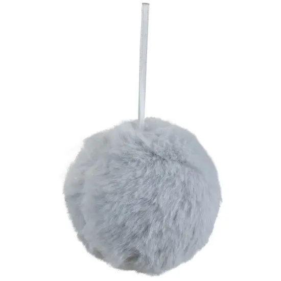 Northlight Plush Furry Christmas Ball Ornament - 3" - Light Gray {4}