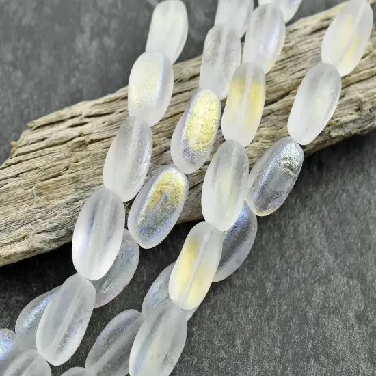 *8* 10x15mm Etched Crystal AB Twisted Rectangle Beads {2}