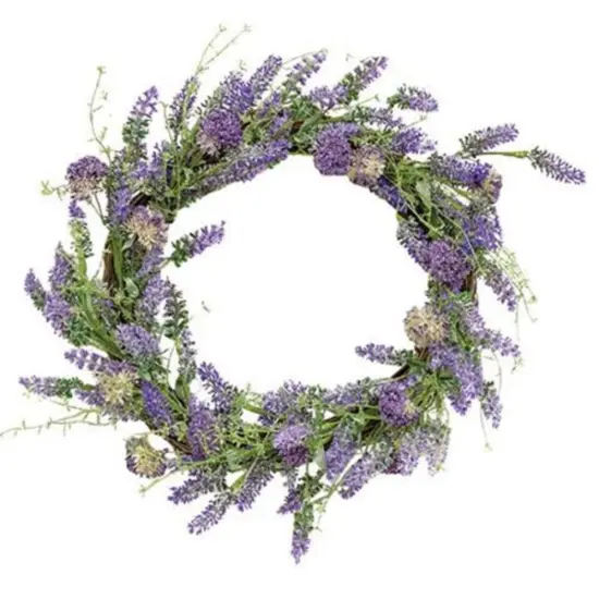 Lavender Herb Wreath with Natural Twig Base and Textured Greenery {1}