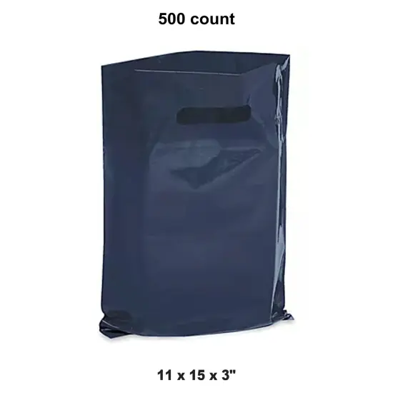 Customizable 11 x 15 x 3" Die Cut Bags Navy {1}