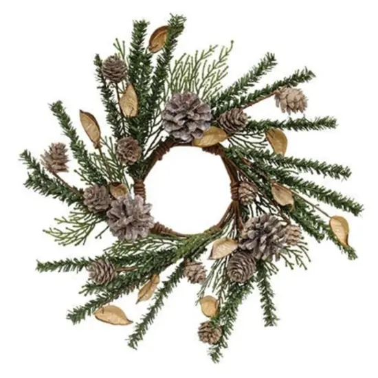 Birch Cone Pod & Glitter Rattan Ball Candle Ring {1}