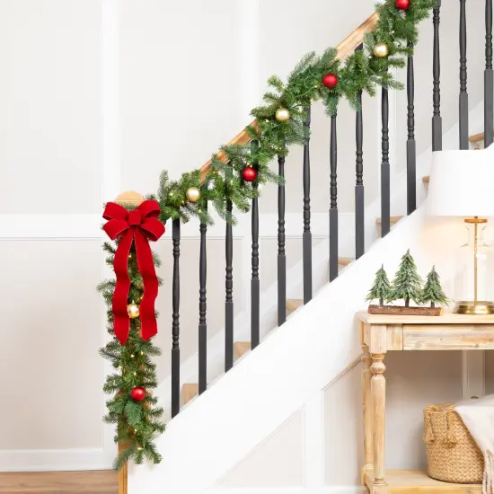 Northlight Pre-Lit Noble Fir Artificial Christmas Garland - 9' x 10" - Clear Lights Green {1}