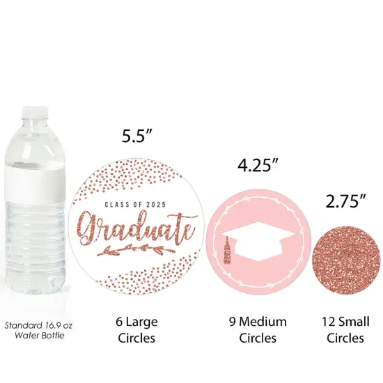 Big Dot of Happiness Rose Gold Grad - 2025 Graduation Party Giant Circle Confetti - Party Decorations - Large Confetti 27 Count {4}