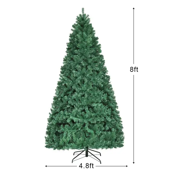 Costway 7Ft/7.5Ft/8Ft Pre-Lit PVC Christmas Tree Hinged 300/400/430 Lights {3}
