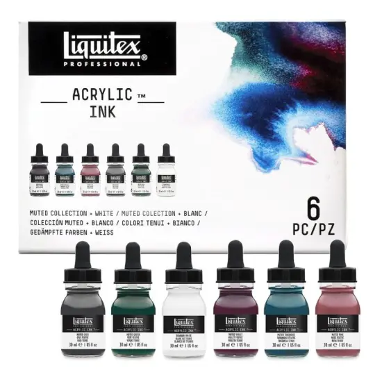 Liquitex Professional Acrylic Ink Muted Colors + White, Set of 6 {1}