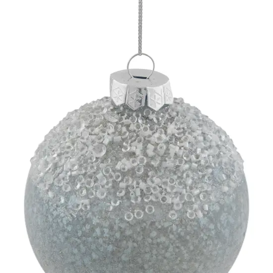 Northlight 4" Silver and White Beaded Glass Christmas Ornament {6}