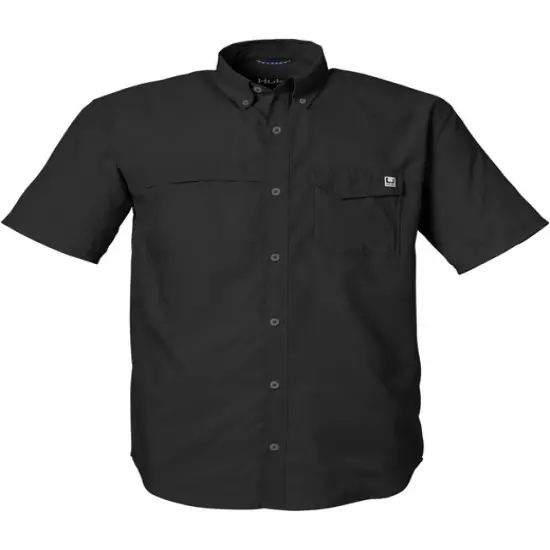 HUK&reg; Men's Tide Point Short Sleeve Shirt Black {1}