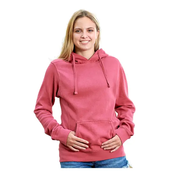 J America&reg; Pigment Dyed Fleece Hooded Sweatshirt PARADISE PINK {3}