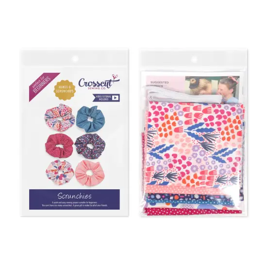 Crosscut Sewing Co.&reg; Scrunchie Sewing Project Kit for Beginners with Fabric, Instructions and Video Agnes floral {2}