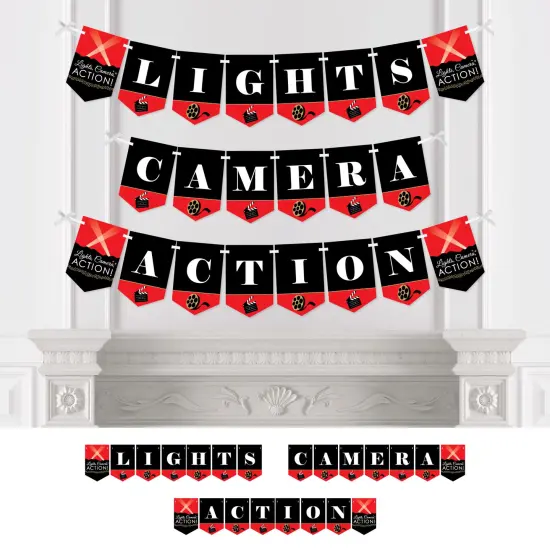 Big Dot of Happiness Red Carpet - Movie Night Party Bunting Banner - Party Decorations - Lights, Camera, Action {1}