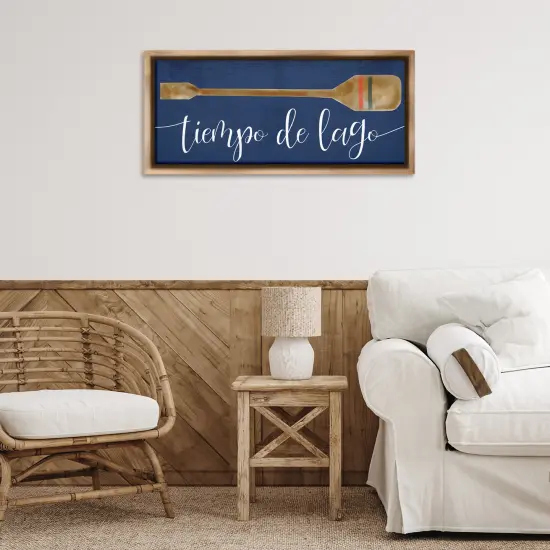 Stupell Industries Tiempo De Lago N&aacute;utica Framed Floater Canvas Wall Art Brown Floater Frame {2}