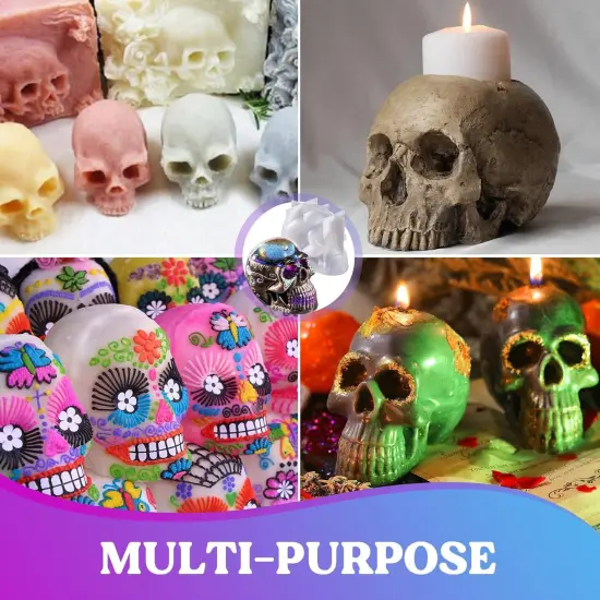 LET'S RESIN Resin Molds Silicone, 1 Pc Large Silicone Skull Epoxy Molds with 4 Pcs Small Skeleton Epoxy Resin Molds for Resin Casting Art Crafts, Candle Making, Home Decor, Pendants, Keychains {6}