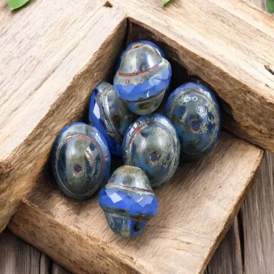 Cornflower Blue Picasso Saturn Beads - Choose your Size {2}