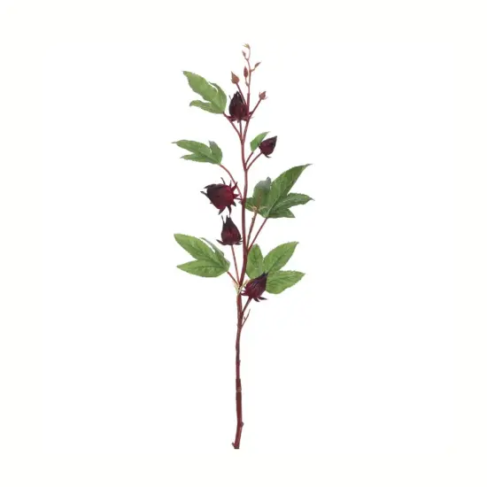 32" Artificial Burgundy Roselle Spray | Faux Floral Stem for Arrangements {1}