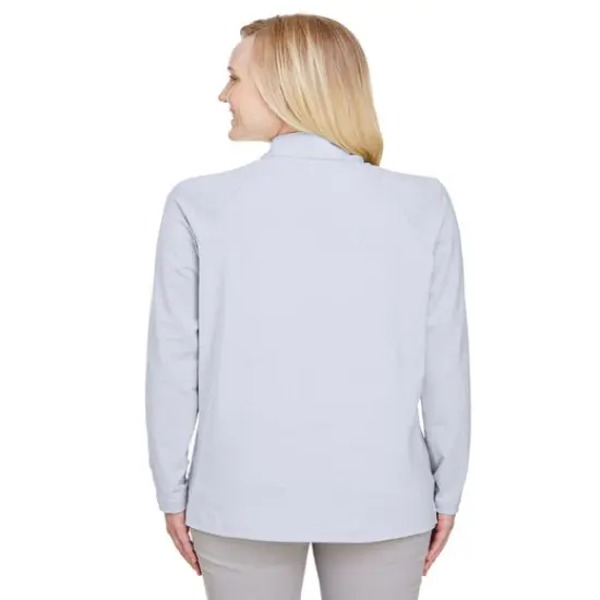 Devon & Jones&reg; &nbsp;Ladies Clubhouse Micro-Stripe Quarter-Zip SILVER {7}