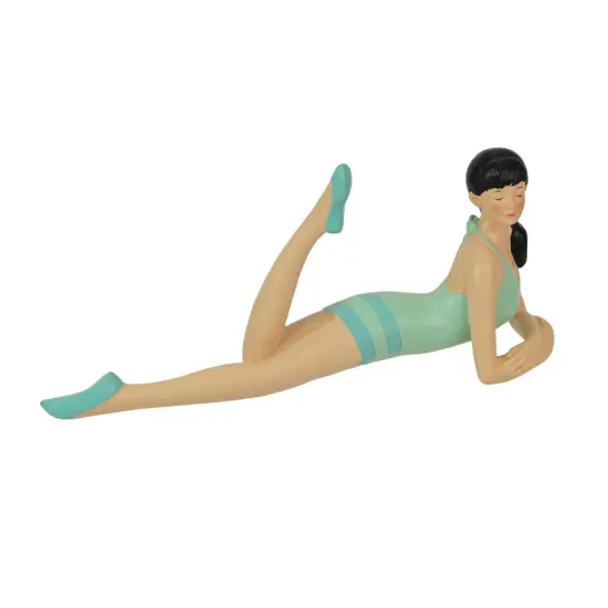 Retro Bathing Beauty Figurine Set – Striped Swimsuits, Coastal Home Decor {3}