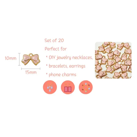 Wrapables Nature Charms for Jewelry Making Enamel Pendants, (Set of 20), Pink Bow {2}