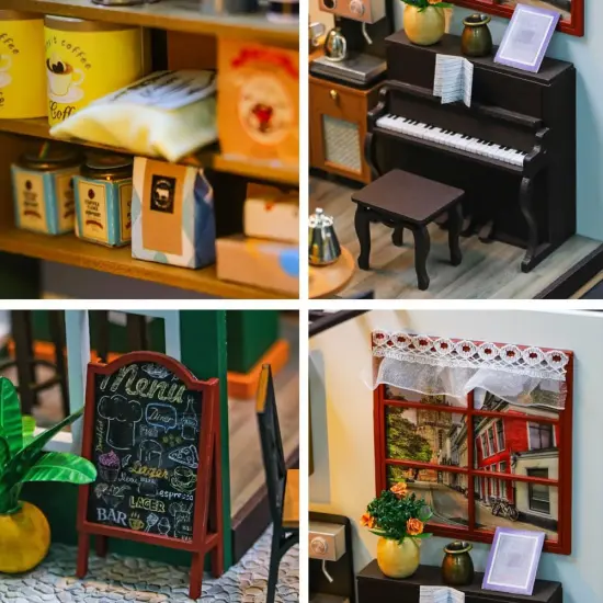 Miniature Wizardi Roombox Kit - Coffee Shop Dollhouse Kit {4}