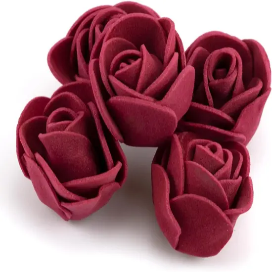 100 Pcs Foam Artificial Burgundy Roses Mini Fake Flowers Mini Artificial Fake Rose Heads Artificial Floral {2}