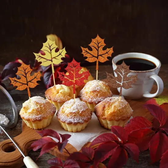 Maple Leaf Cupcake Toppers {5}