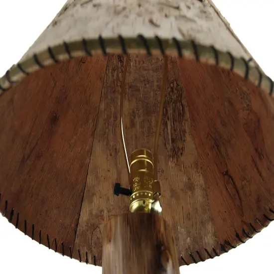 Handcrafted Rustic Wood Black Bear Lamp w/Decorative Bark Shade {5}