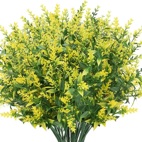 4pcs 7 Heads Artificial Wheat Grass Bouquet for Weddings Yellow {1}