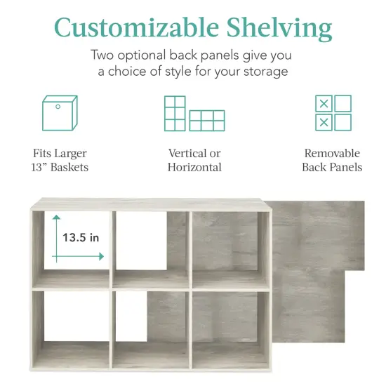 Best Choice Products 6-Cube Bookshelf, 13.5in Display Storage System, Organizer w/ Removable Back Panels Whitewash {3}