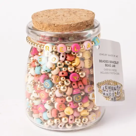 RELAX Metallic Gold Multicolor Letter Bead Jar {1}