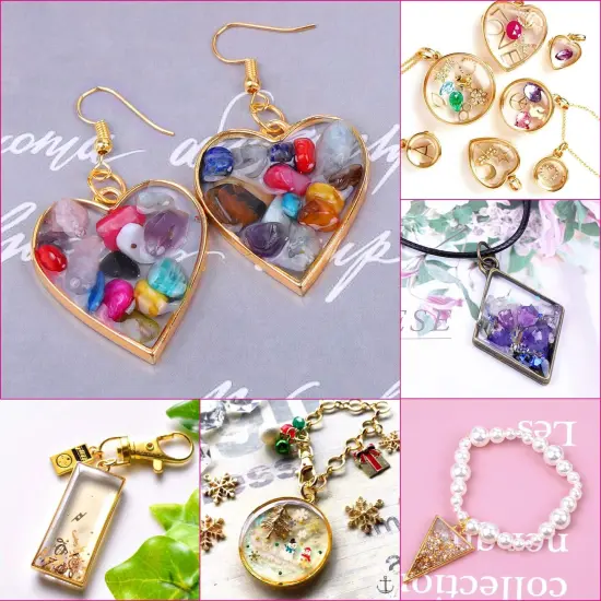 Shynek 60Pcs Hollow Frame Pendants Resin Craft Bezels Jewelry Molds for Resin Casting, Necklaces Earrings Making Supplies {5}