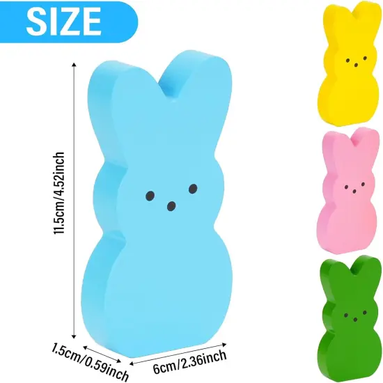 Easter D&eacute;cor, 4 Pcs Bunny Table Decorations Wooden Spring Signs {2}