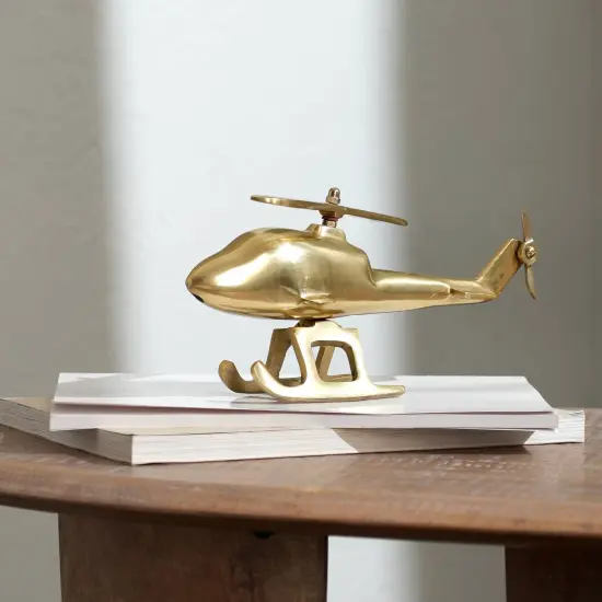 Aluminum Airplane Decorative Sculpture-Home Decor Statue-Accent Figurine Helicopter Silver {7}